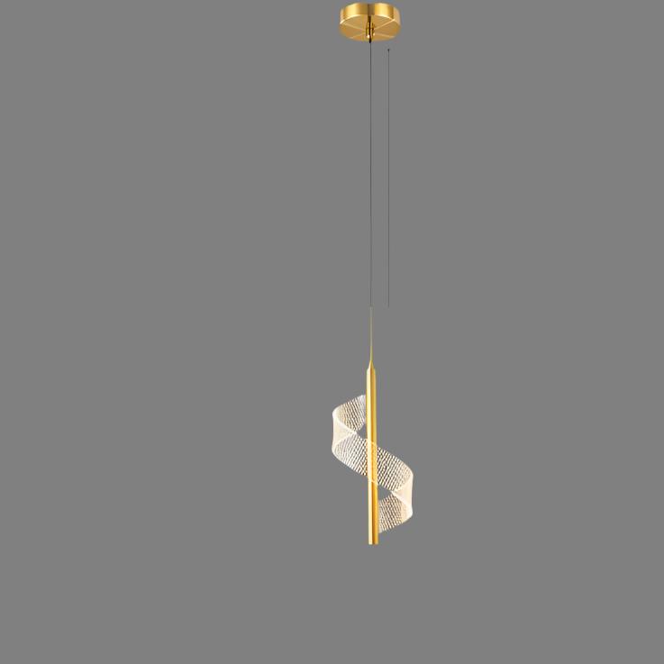 Modern Spiral LED Pendant Light Gold Metal Adjustable Dimmable 40cm — Image 11