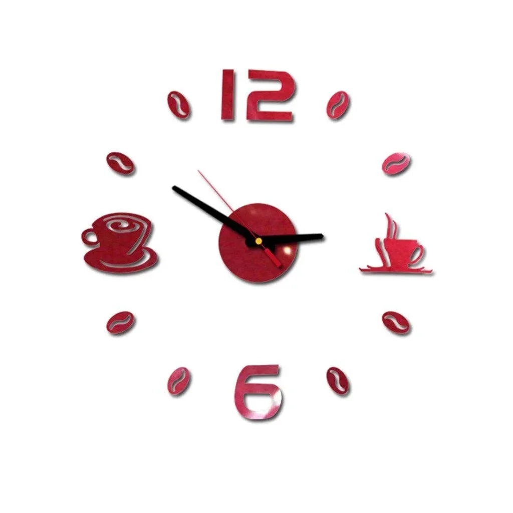 Modern 3D DIY Coffee Cup Wall Clock Acrylic Decorative Timepiece for Living Room Kitchen — Image 5