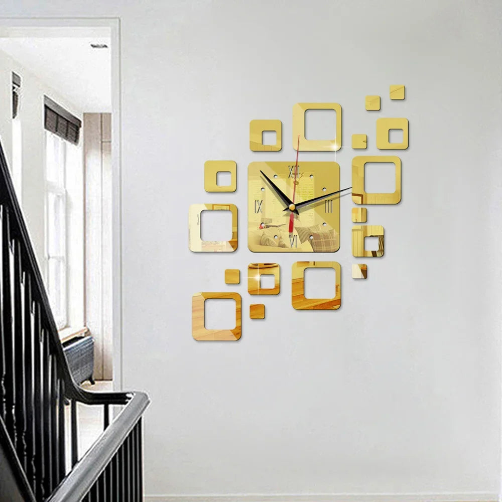 Modern DIY 3D Wall Clock Acrylic Mirror Surface Decorative Clock — Image 3