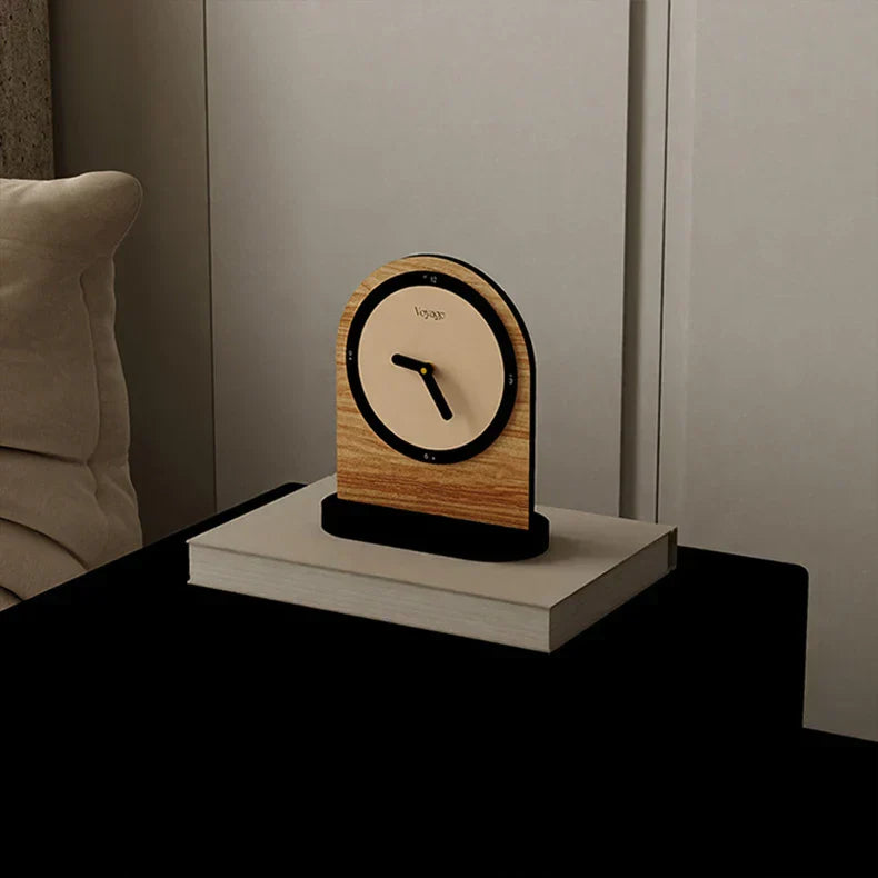 Voyage Modern Arch Table Clock Red Wood Marble Stylish Home Decor Office Desk — Image 8
