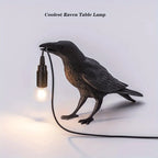 Raven Table Lamp Bird-Shaped Resin Sculpture Light Home Decor Black — Image 2