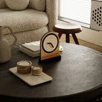 Voyage Modern Arch Table Clock Red Wood Marble Stylish Home Decor Office Desk — Image 9