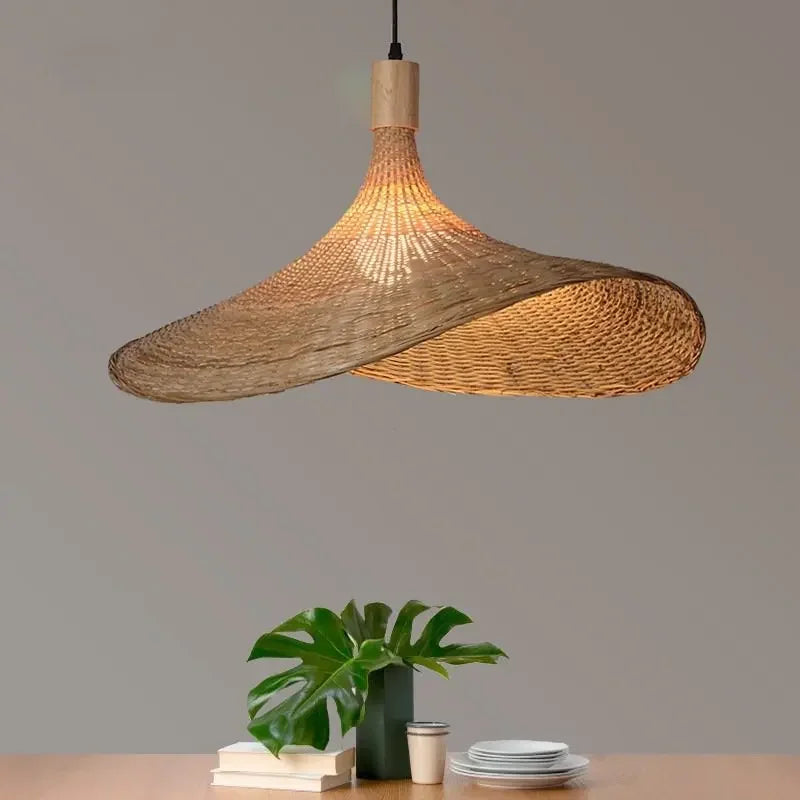 Elegant Bamboo Pendant Light - Natural Woven Design, Adjustable Height, 30cm Diameter — Image 4