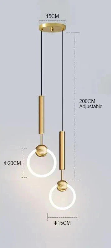 Contemporary LED Pendant Light Fixture Adjustable Hanging Ceiling Lamp Gold Metal — Image 17