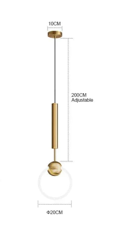 Contemporary LED Pendant Light Fixture Adjustable Hanging Ceiling Lamp Gold Metal — Image 10
