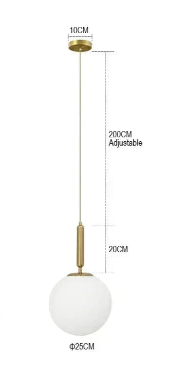 Modern Pendant Light Fixture Glass Globe Adjustable Hanging Lamp Black Gold — Image 3