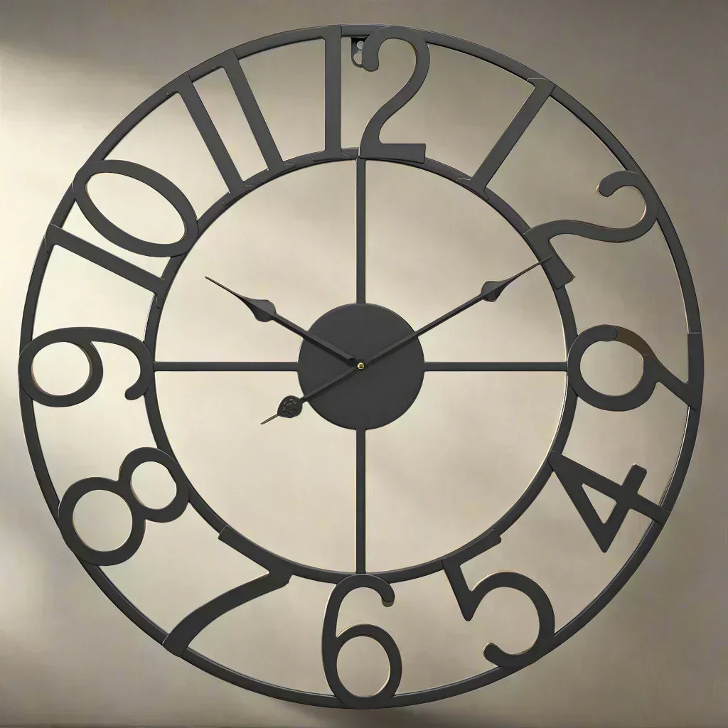 Large Metal Wall Clock with Roman Numerals in Gold for Home Décor — Image 5