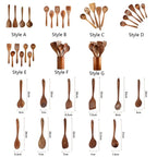 Premium Wooden Kitchen Utensil Set with Holder 7-Piece Natural Acacia Wood Cooking Tools — Image 6