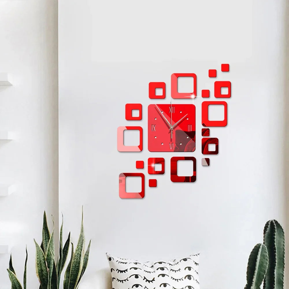 Modern DIY 3D Wall Clock Acrylic Mirror Surface Decorative Clock — Image 4