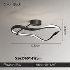 Modern LED Ceiling Light Fixture Wave Design Black White 48W 58W for Living Room Bedroom — Image 5