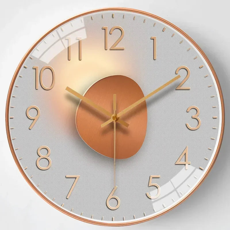 Modern Silent Wall Clock Quartz Movement Decorative Timepiece Gold Glass Metal — Image 7
