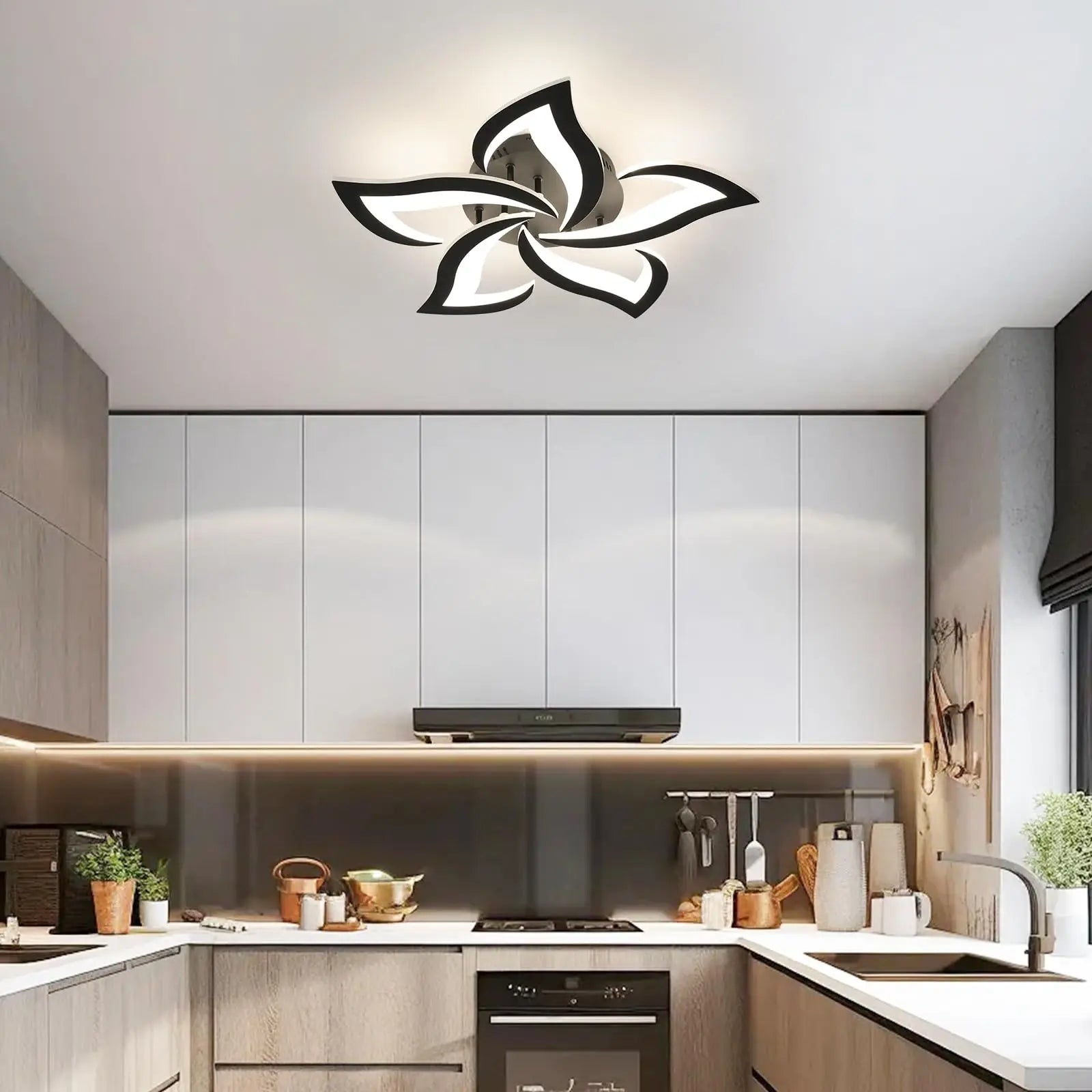 Modern LED Ceiling Light Fixture Petal Design White Metal Acrylic — Image 2