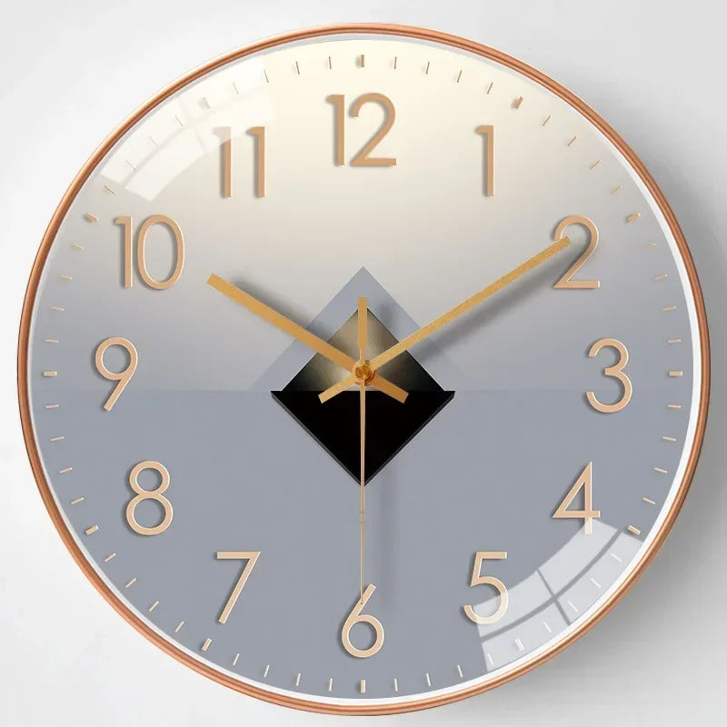 Modern Silent Wall Clock Quartz Movement Decorative Timepiece Gold Glass Metal — Image 2