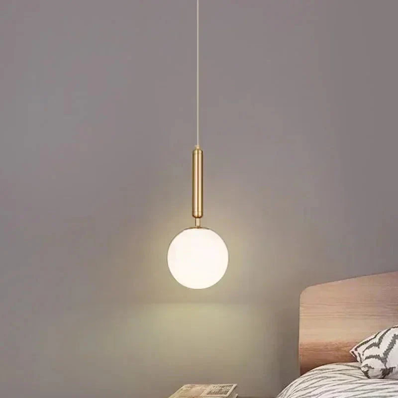 Modern Pendant Light Fixture Glass Globe Adjustable Hanging Lamp Black Gold — Image 2