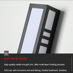 Modern Outdoor Wall Light Fixture LED Wrought Iron Acrylic 80cm Black Waterproof — Image 4
