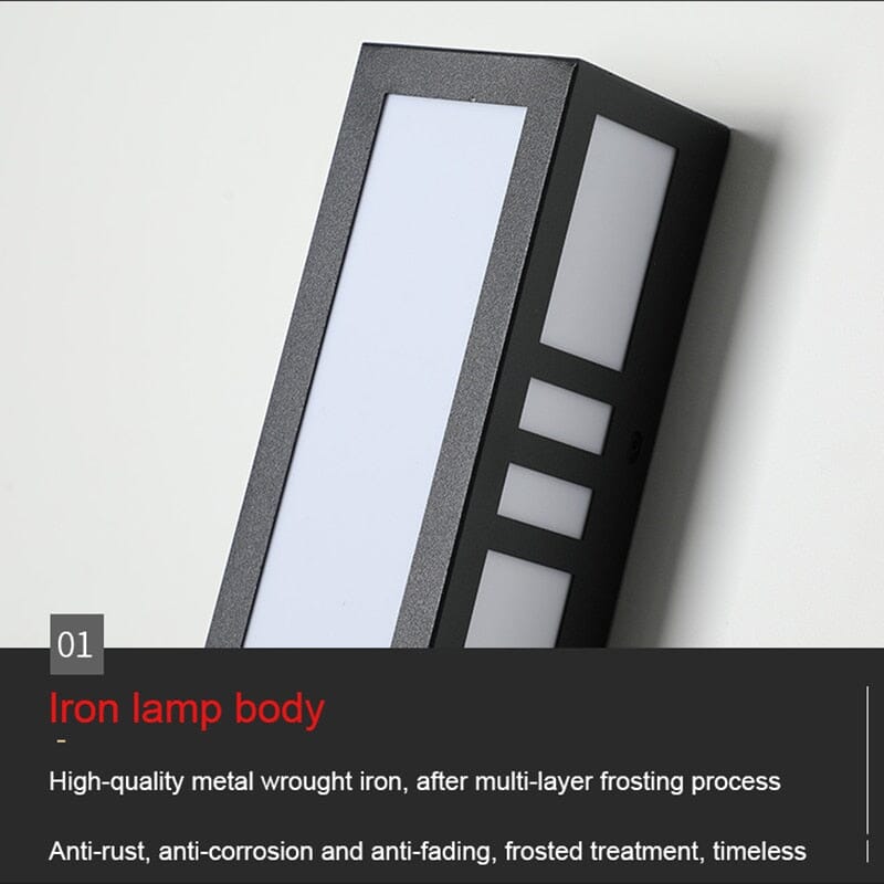 Modern Outdoor Wall Light Fixture LED Wrought Iron Acrylic 80cm Black Waterproof — Image 4
