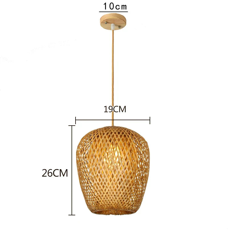 Elegant Bamboo Pendant Light - Natural Woven Design, Adjustable Height, 30cm Diameter — Image 9