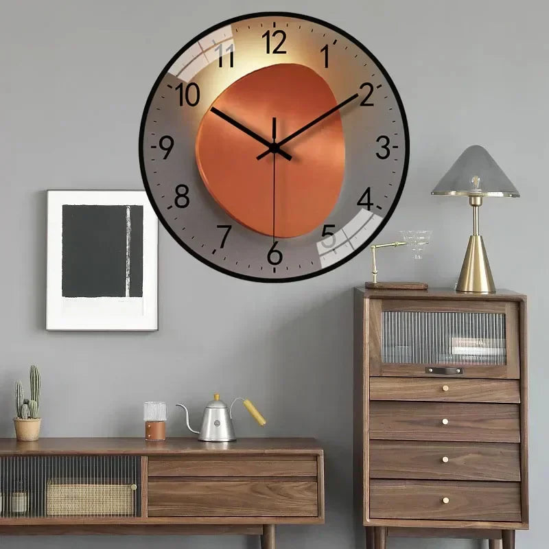Modern Silent Wall Clock Quartz Movement Decorative Timepiece Gold Glass Metal — Image 11