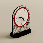 Voyage Modern Arch Table Clock Red Wood Marble Stylish Home Decor Office Desk — Image 5