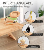 Bamboo Wine and Cheese Picnic Table with Glass Holders Portable Folding Design — Image 3