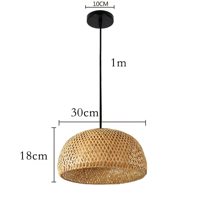 Elegant Bamboo Pendant Light - Natural Woven Design, Adjustable Height, 30cm Diameter — Image 6