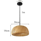Elegant Bamboo Pendant Light - Natural Woven Design, Adjustable Height, 30cm Diameter — Image 6