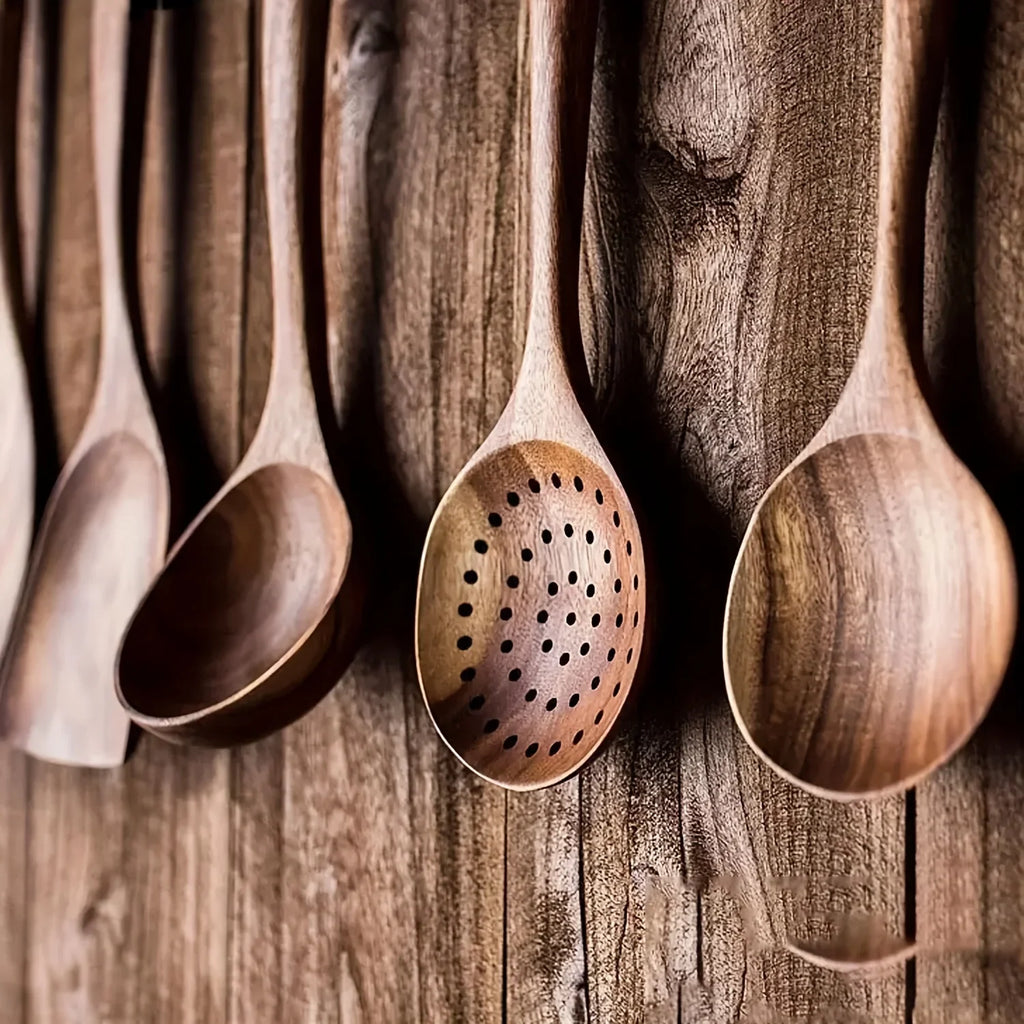 Premium Wooden Kitchen Utensil Set 6 Pieces Acacia Wood Cooking Tools — Image 5