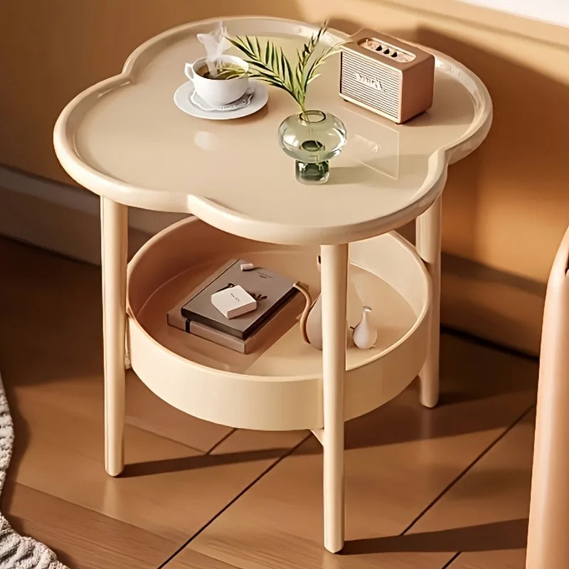 Stylish Cloud-Shaped Side Table with Storage, Beige & Green, 16.1" x 18.9" — Image 2