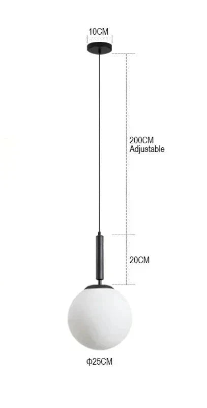 Modern Pendant Light Fixture Glass Globe Adjustable Hanging Lamp Black Gold — Image 5