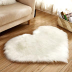 Heart Shaped Faux Fur Area Rug Soft Plush Decorative Accent Carpet — Image 2
