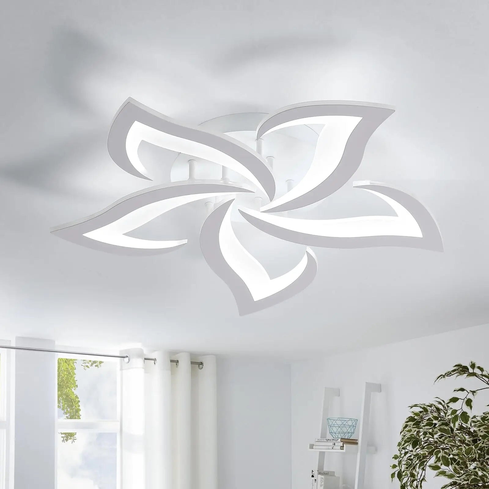 Modern LED Ceiling Light Fixture Petal Design White Metal Acrylic — Main Image