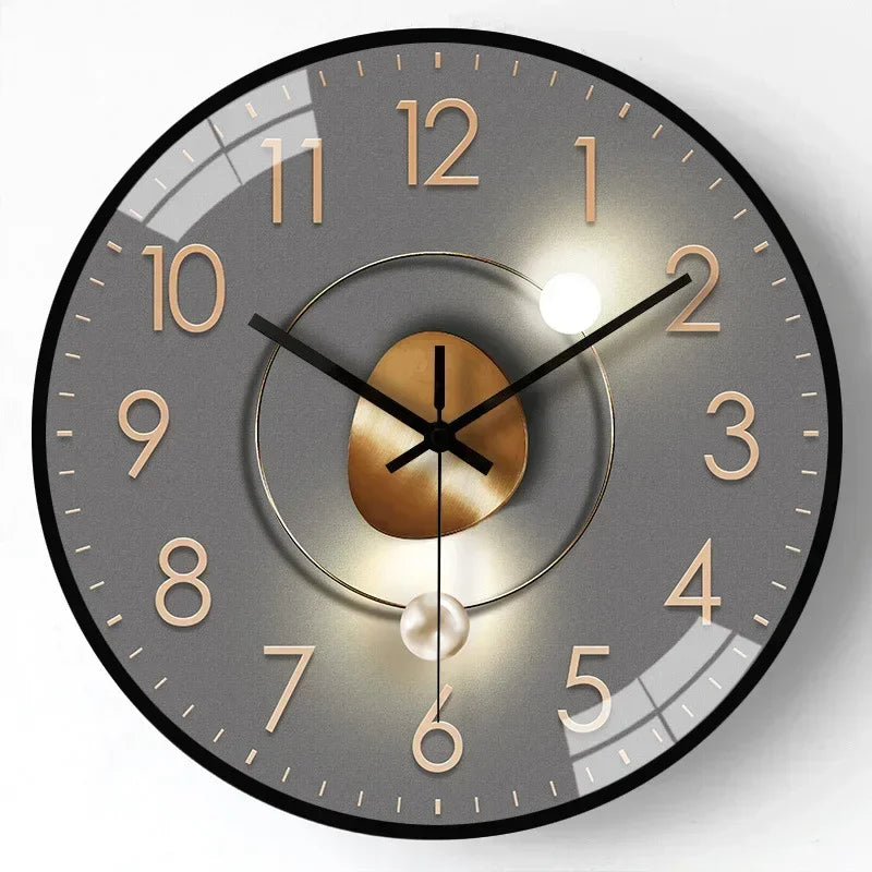 Modern Silent Wall Clock Quartz Movement Decorative Timepiece Gold Glass Metal — Image 8