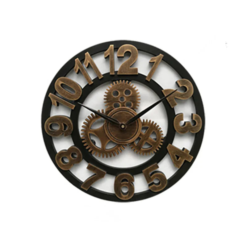 Industrial Gear Wall Clock Metal Steampunk Roman Numerals Vintage Decor — Image 3