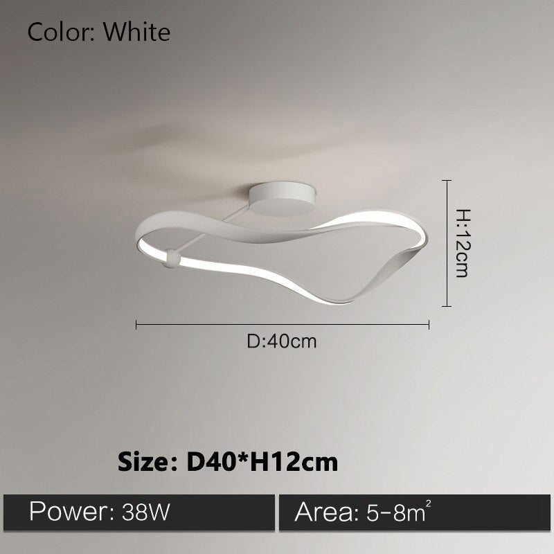Modern LED Ceiling Light Fixture Wave Design Black White 48W 58W for Living Room Bedroom — Image 6