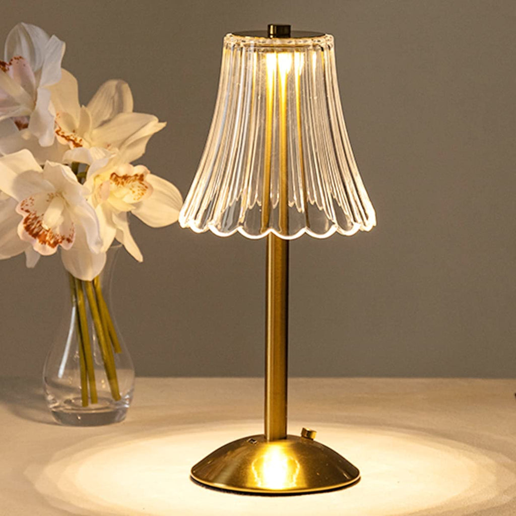 Elegant Gold Table Lamp with Glass Shade - Vintage Style, Metal Base, 15-inch — Image 2