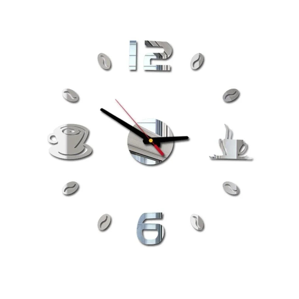 Modern 3D DIY Coffee Cup Wall Clock Acrylic Decorative Timepiece for Living Room Kitchen — Image 8