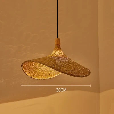 Elegant Bamboo Pendant Light - Natural Woven Design, Adjustable Height, 30cm Diameter — Image 11