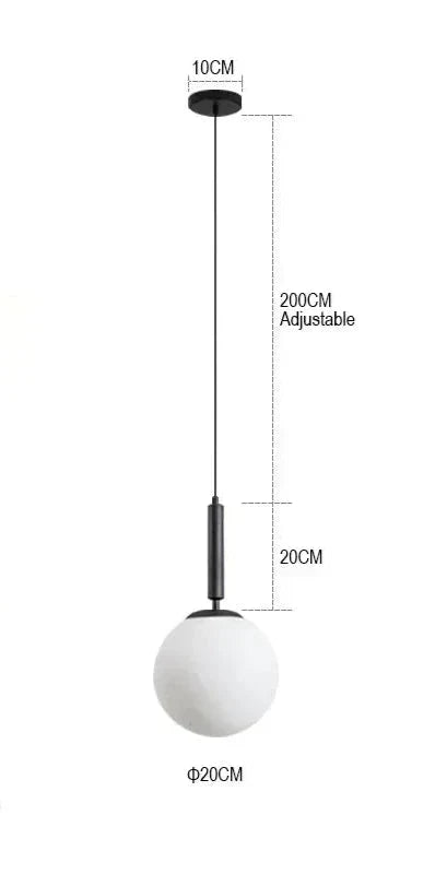 Modern Pendant Light Fixture Glass Globe Adjustable Hanging Lamp Black Gold — Image 6