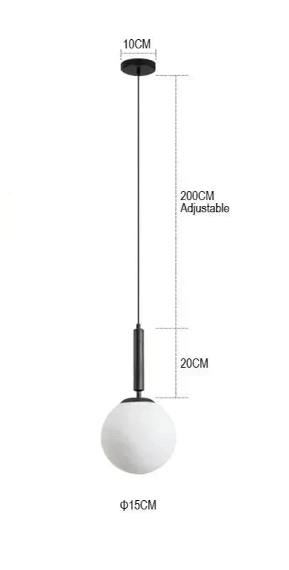 Modern Pendant Light Fixture Glass Globe Adjustable Hanging Lamp Black Gold — Image 7