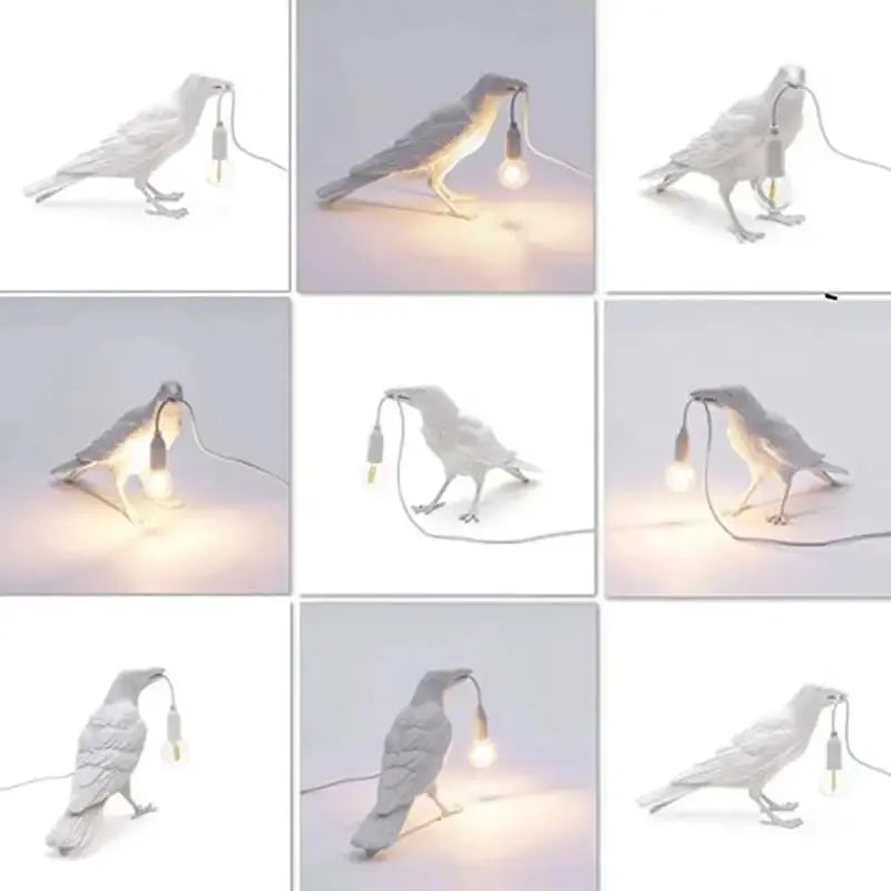 Raven Table Lamp Bird-Shaped Resin Sculpture Light Home Decor Black — Image 7