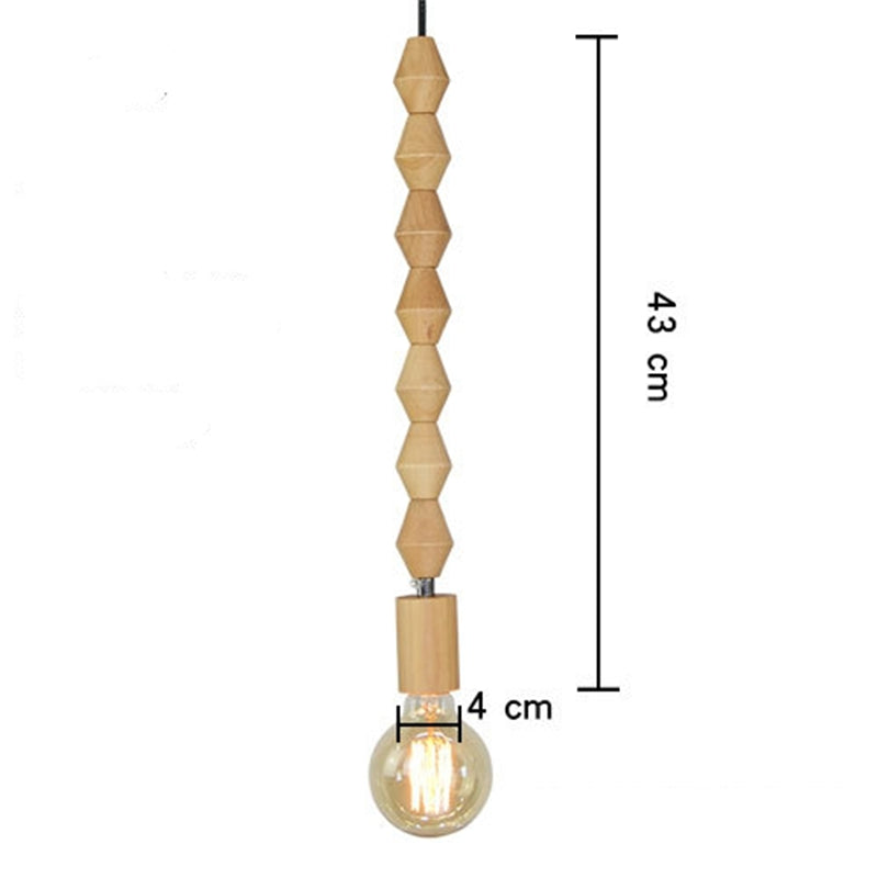 Handcrafted Wooden Pendant Light Fixture Beaded Design Natural Wood — Image 10