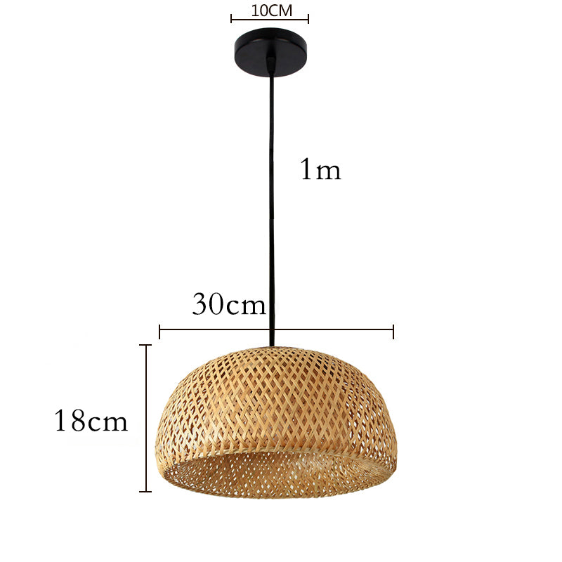Elegant Bamboo Pendant Light - Natural Woven Design, Adjustable Height, 30cm Diameter — Image 14
