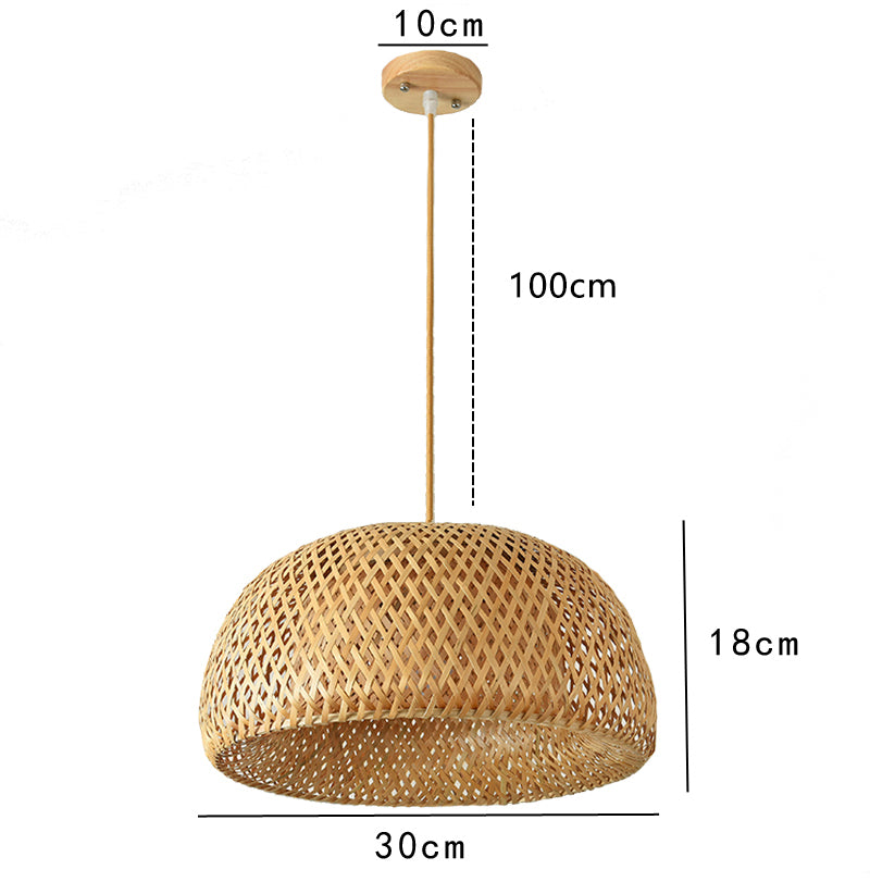 Elegant Bamboo Pendant Light - Natural Woven Design, Adjustable Height, 30cm Diameter — Image 13