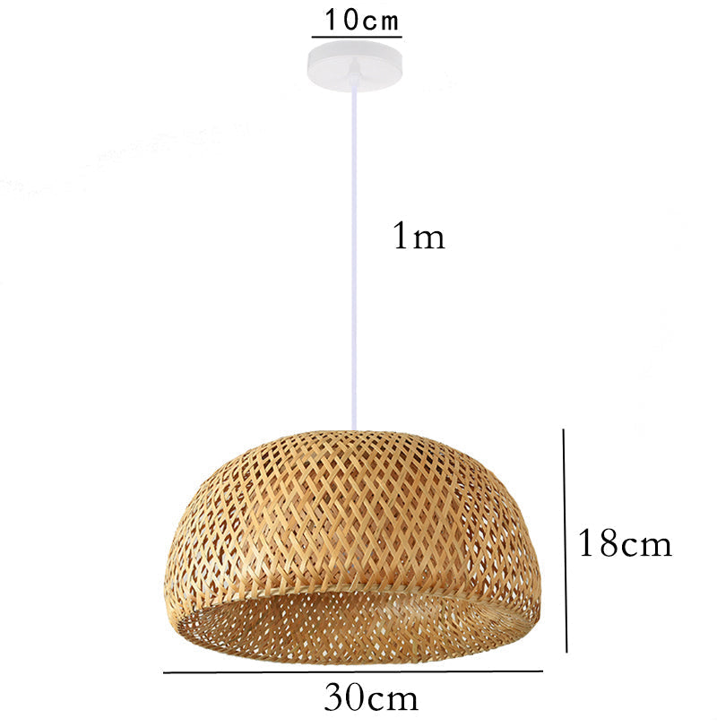 Elegant Bamboo Pendant Light - Natural Woven Design, Adjustable Height, 30cm Diameter — Image 18