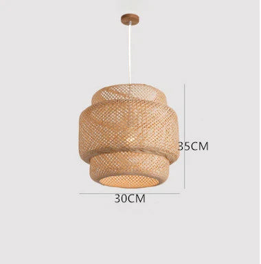 Elegant Bamboo Pendant Light - Natural Woven Design, Adjustable Height, 30cm Diameter — Image 16