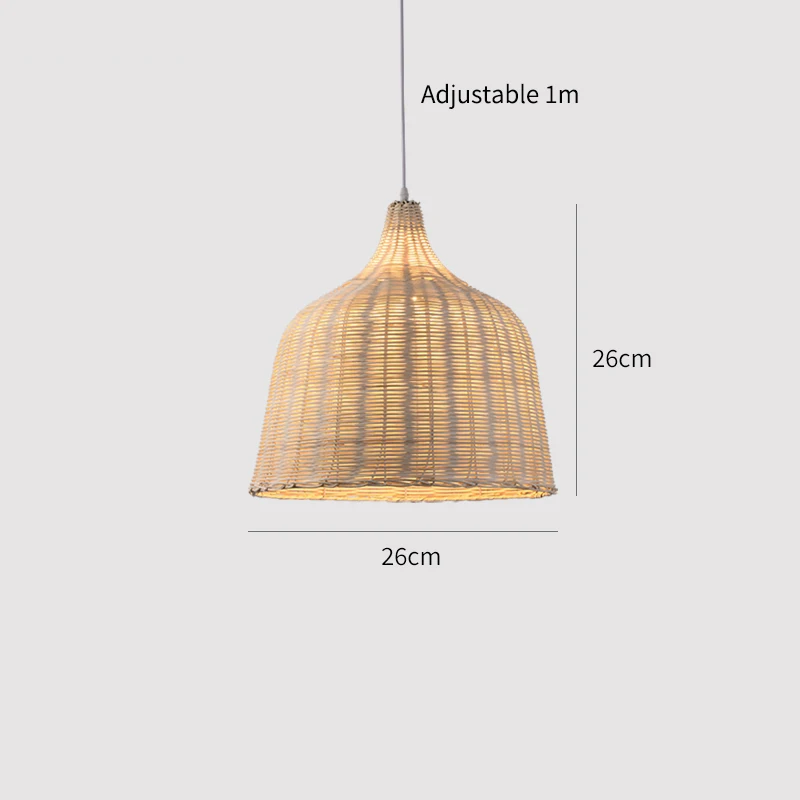 Elegant Bamboo Pendant Light - Natural Woven Design, Adjustable Height, 30cm Diameter — Image 20