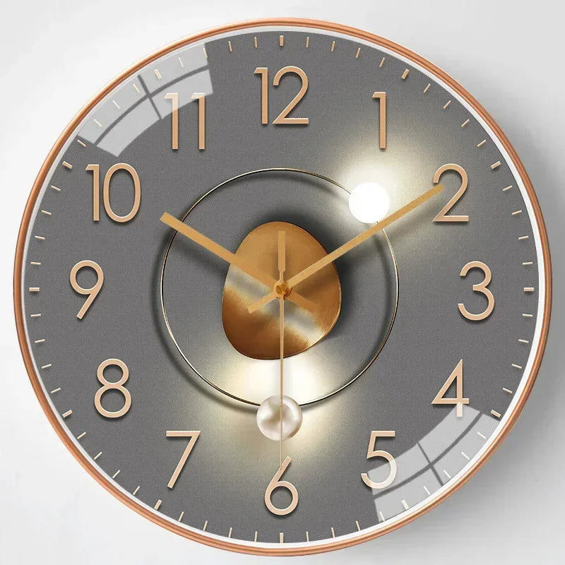 Modern Silent Wall Clock Quartz Movement Decorative Timepiece Gold Glass Metal — Image 9
