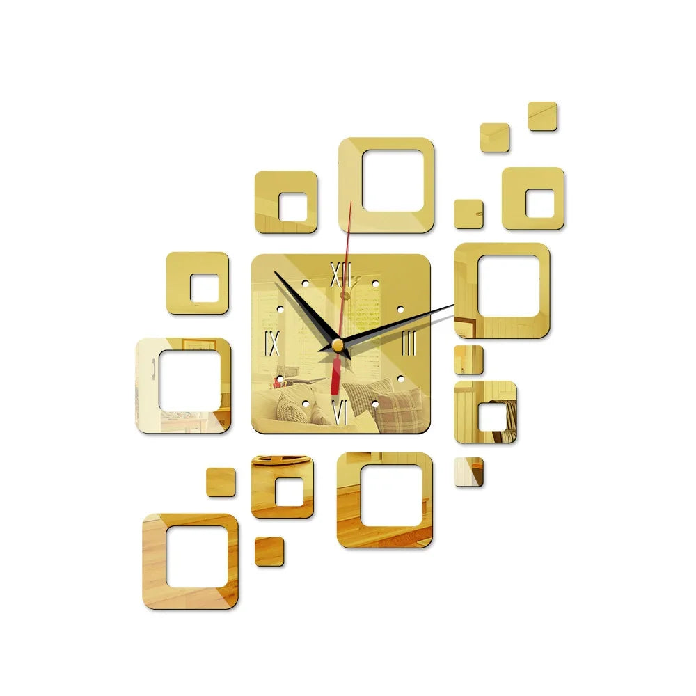Modern DIY 3D Wall Clock Acrylic Mirror Surface Decorative Clock — Image 8