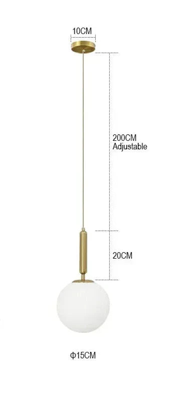 Modern Pendant Light Fixture Glass Globe Adjustable Hanging Lamp Black Gold — Image 8