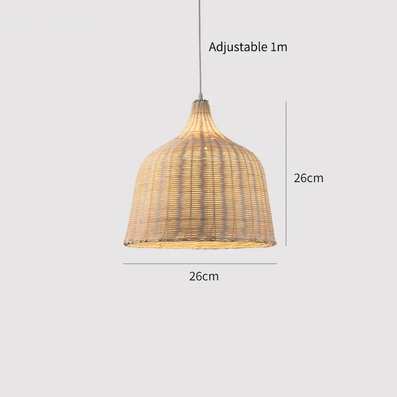 Elegant Bamboo Pendant Light - Natural Woven Design, Adjustable Height, 30cm Diameter — Image 12